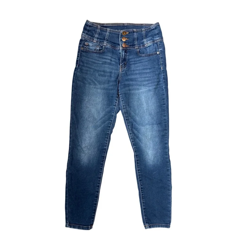 NLB‎ N BOUNDARIE Womens High Rise Double Button Skinny Jeans Blue Size 11